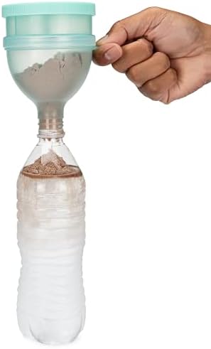 כוס הידרה [4 מארז] - משפך אבקת חלבון עם שלושה תאים, מיכל אחסון גלולות ותוספות ומתקן, זוג עם בקבוק שייקר בדרכים לאימון